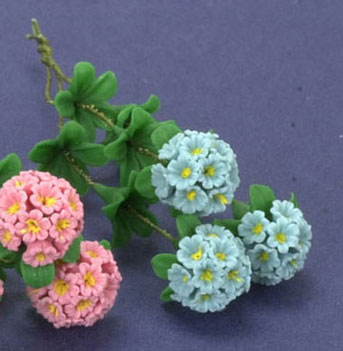 Dollhouse Miniature Rhododendron, 3 Stems, Blue
